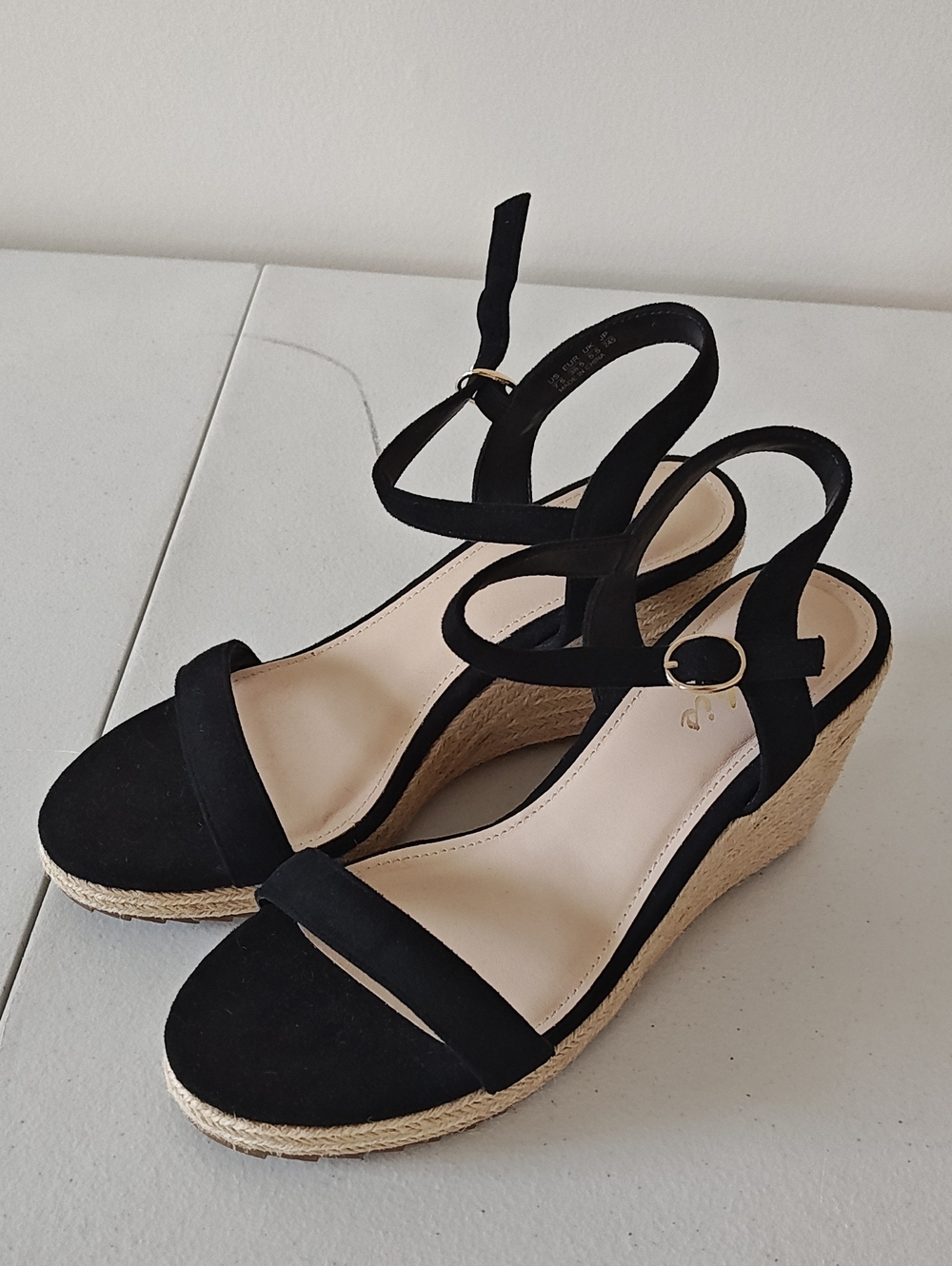 Ankleis Black Espadrille Wedge Sandals 7.5 Black Used Summer Boho Chic